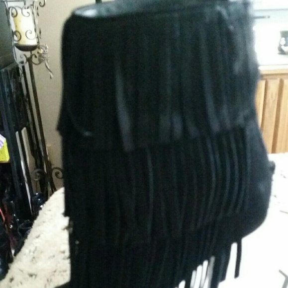 Black Aldo fringe peep toe ankle boots - Picture 4 of 4